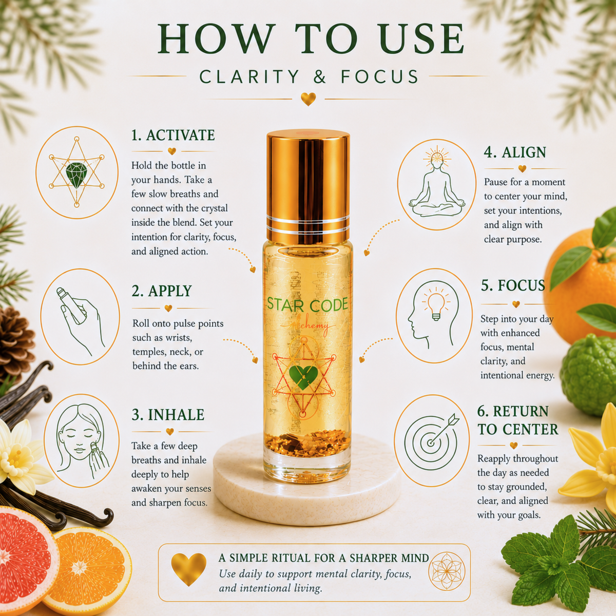 Clarity and Focus essential oil roll-on how to use — STAR CODE Alchemy