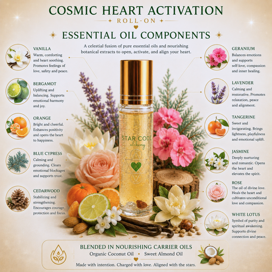 Cosmic Heart Activation essential oil blend ingredients — STAR CODE Alchemy Sedona