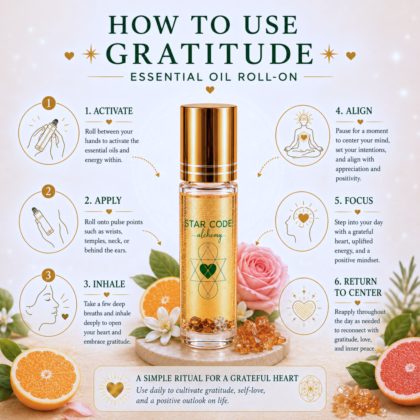 Gratitude essential oil roll-on how to use — STAR CODE Alchemy