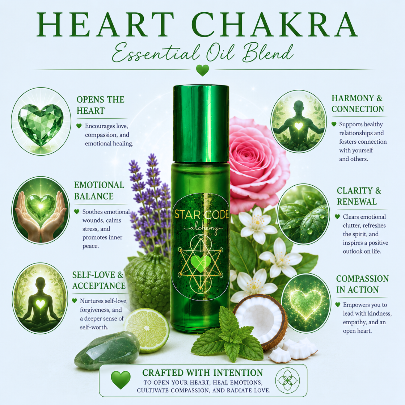 Heart Chakra essential oil blend benefits — STAR CODE Alchemy Sedona