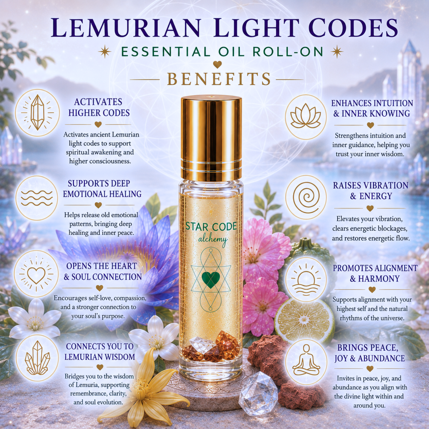 Lemurian Light Codes essential oil blend benefits — STAR CODE Alchemy Sedona