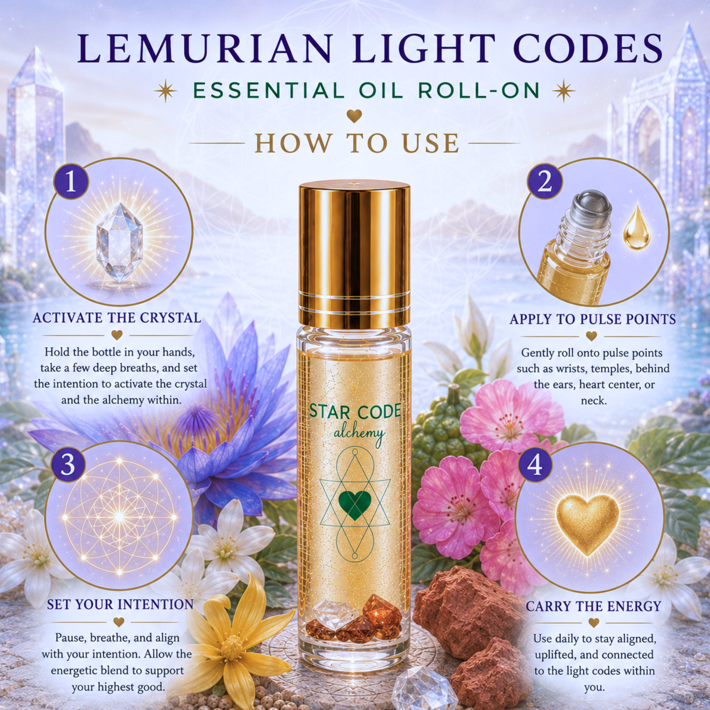 Lemurian Light Codes essential oil roll-on how to use — STAR CODE Alchemy