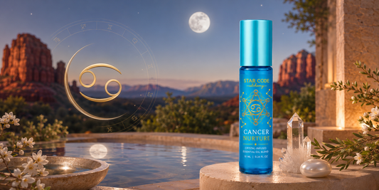 Cancer Nurture essential oil roll-on with roman chamomile lavender rose sandalwood and red mandarin for emotional depth and self-nurturing handcrafted in Sedona Arizona by STAR CODE Alchemy