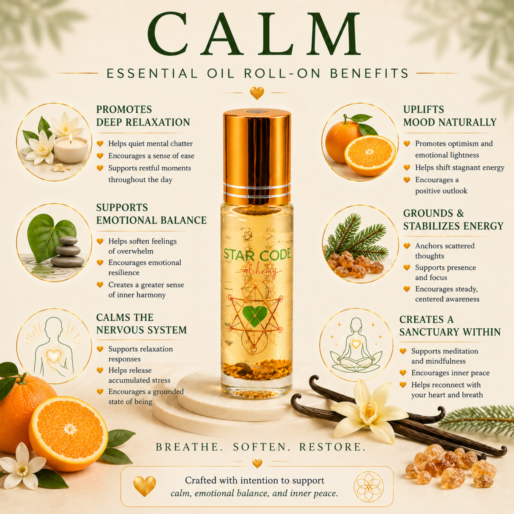 Calm essential oil blend benefits — STAR CODE Alchemy Sedona