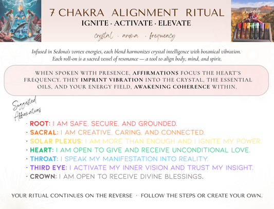 Chakra set ritual card front — STAR CODE Alchemy Sedona