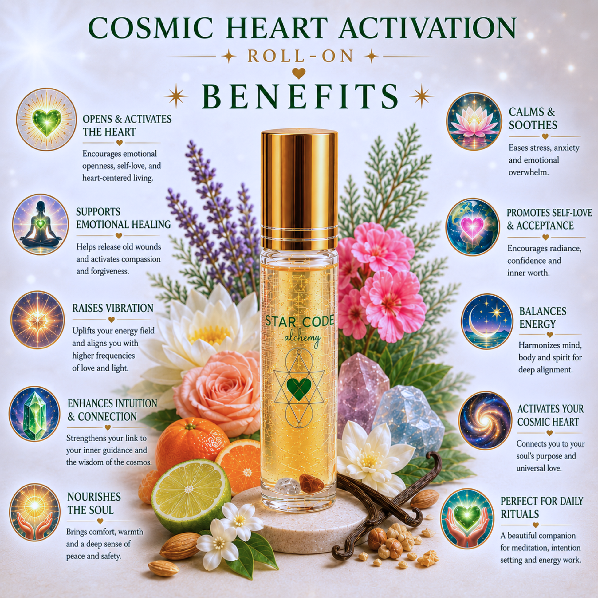 Cosmic Heart Activation essential oil roll-on benefits 