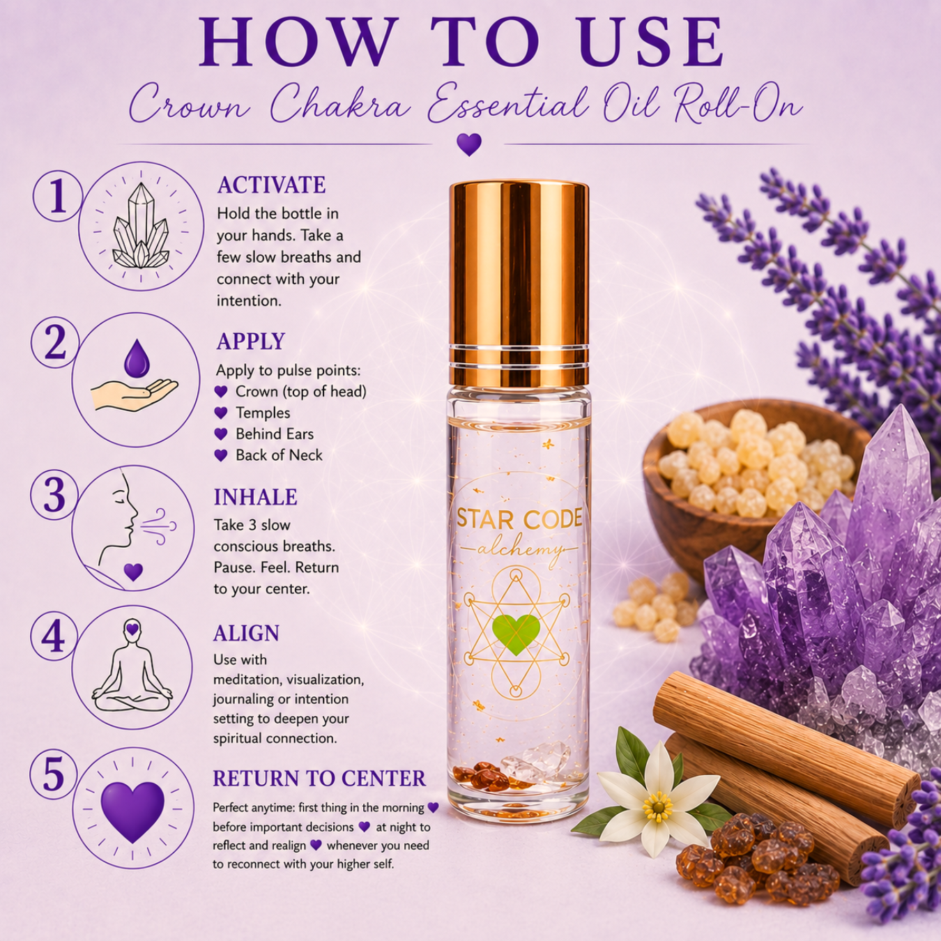 Crown Chakra essential oil roll-on how to use — STAR CODE Alchemy