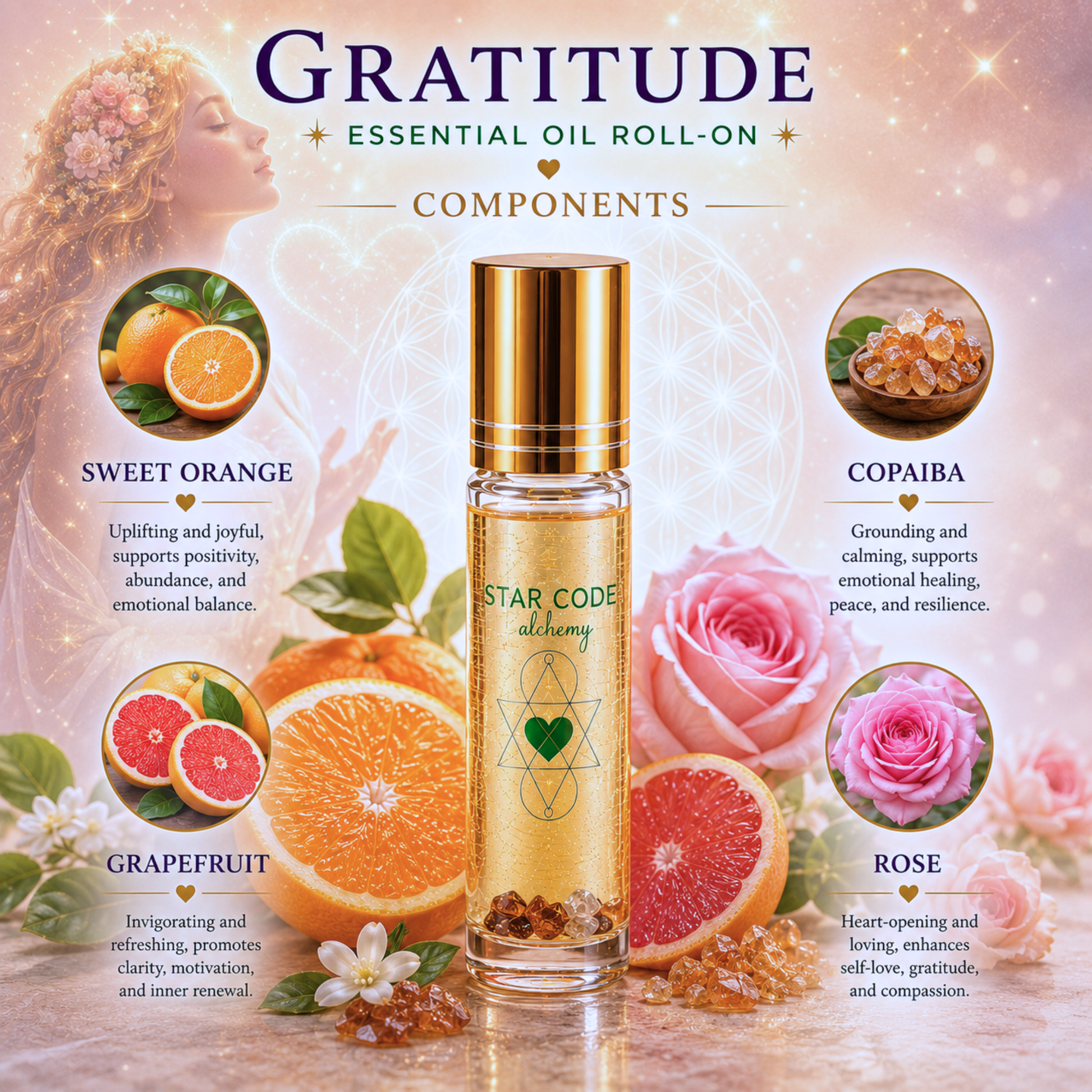 Gratitude essential oil blend ingredients — STAR CODE Alchemy Sedona