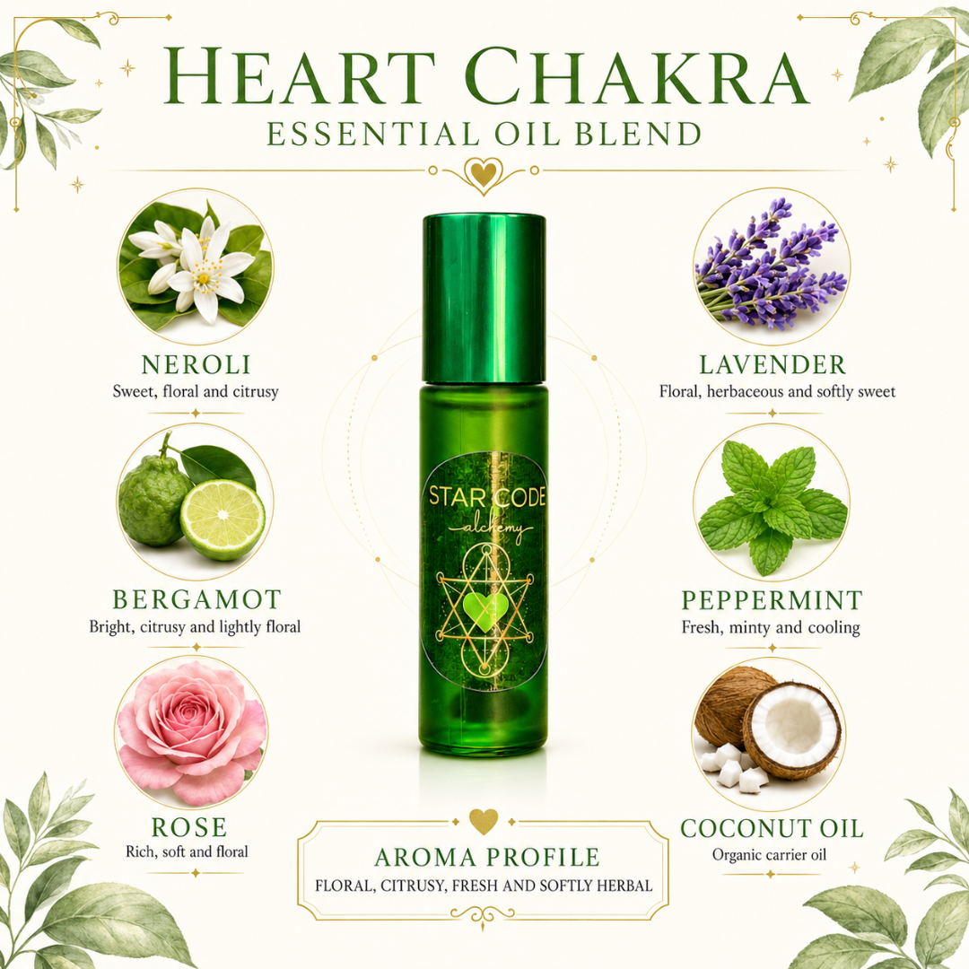 Heart Chakra roll-on with Neroli, Bergamot, Rose, Lavender, Peppermint, and organic coconut oil