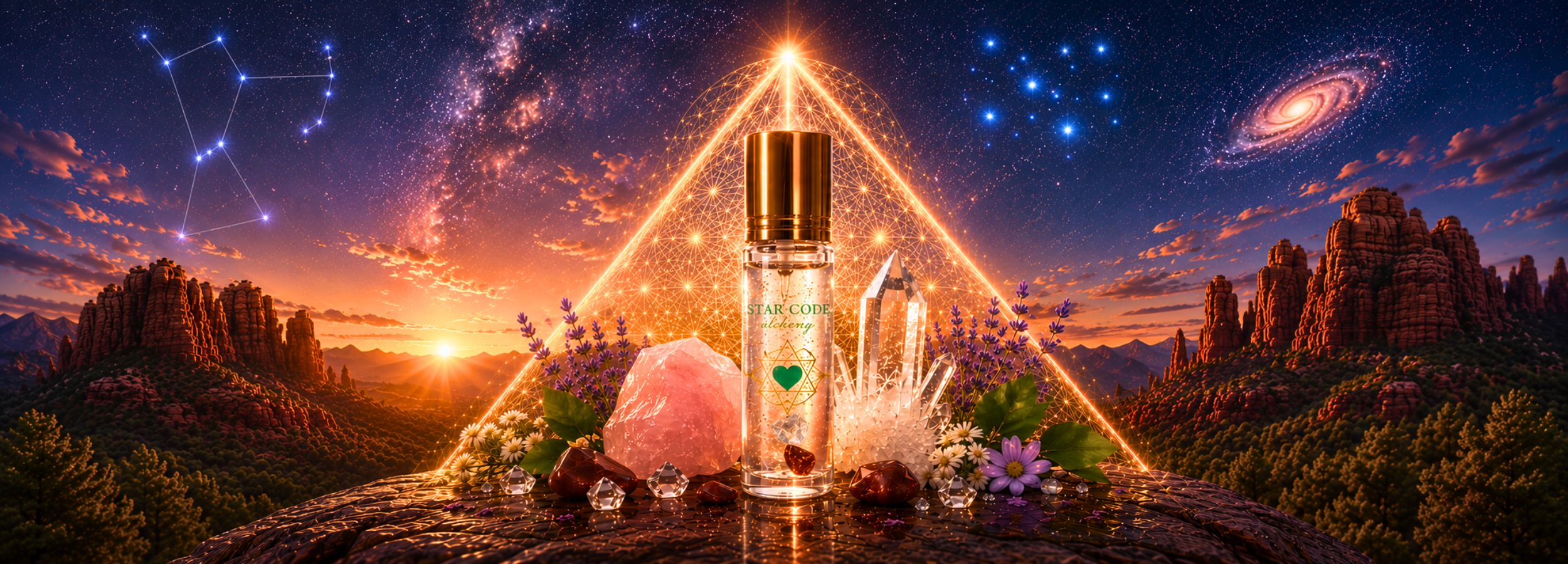 STAR CODE Alchemy Sedona store banner — essential oils crystals and botanical wellness