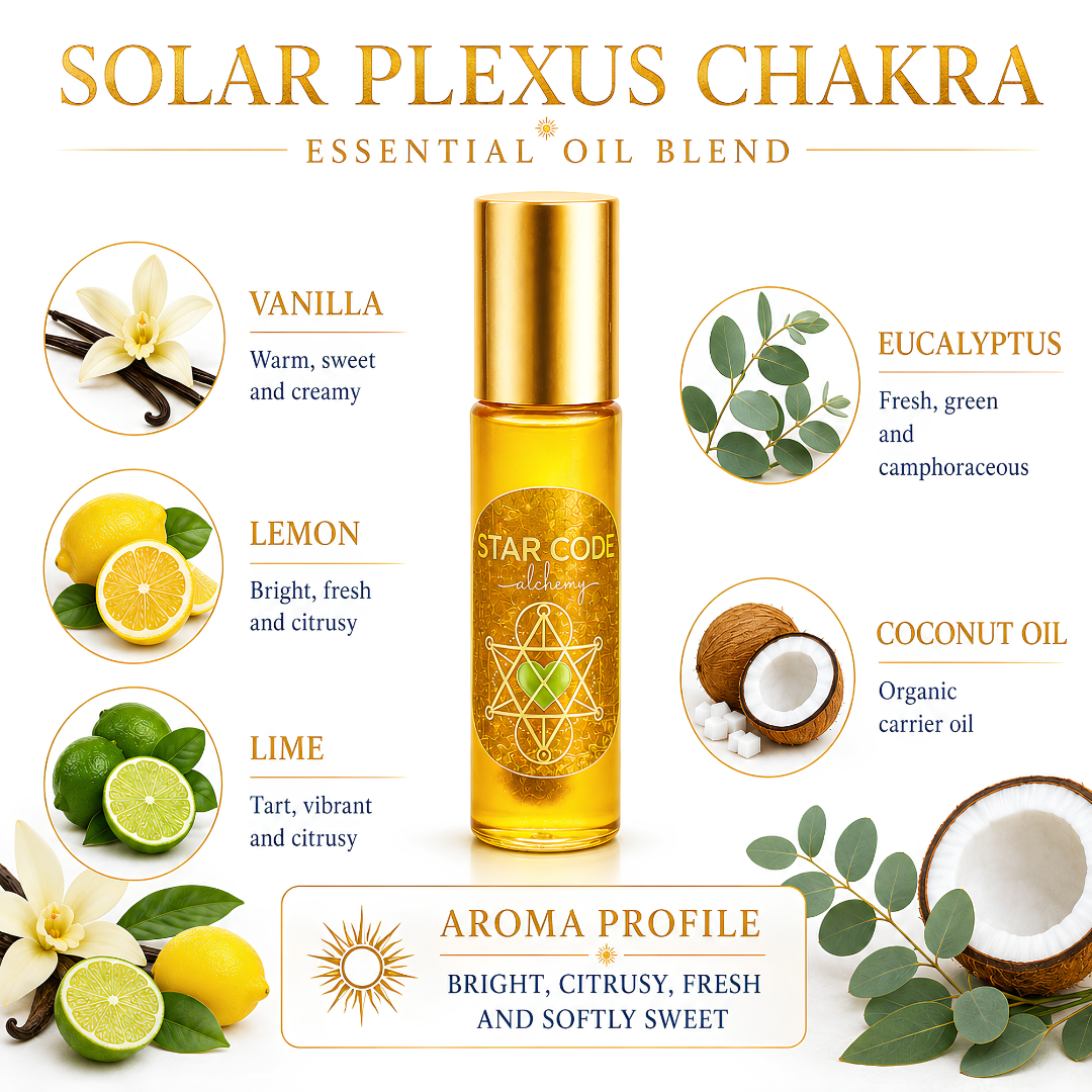 Solar Plexus Chakra roll-on with Vanilla, Lemon, Lime, Eucalyptus, and organic coconut oil