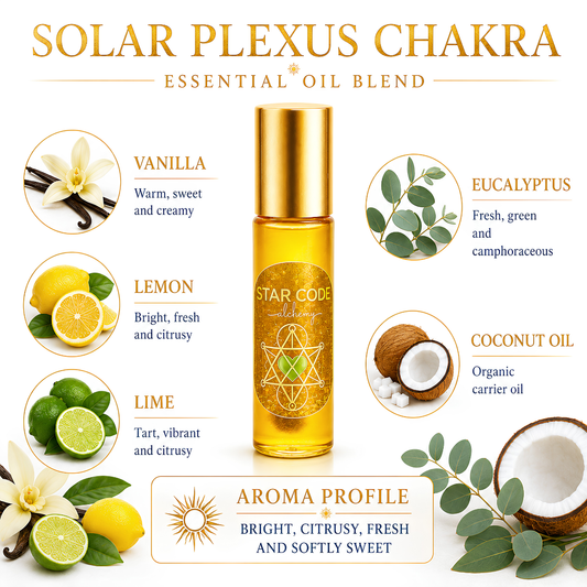 Solar Plexus Chakra roll-on with Vanilla, Lemon, Lime, Eucalyptus, and organic coconut oil