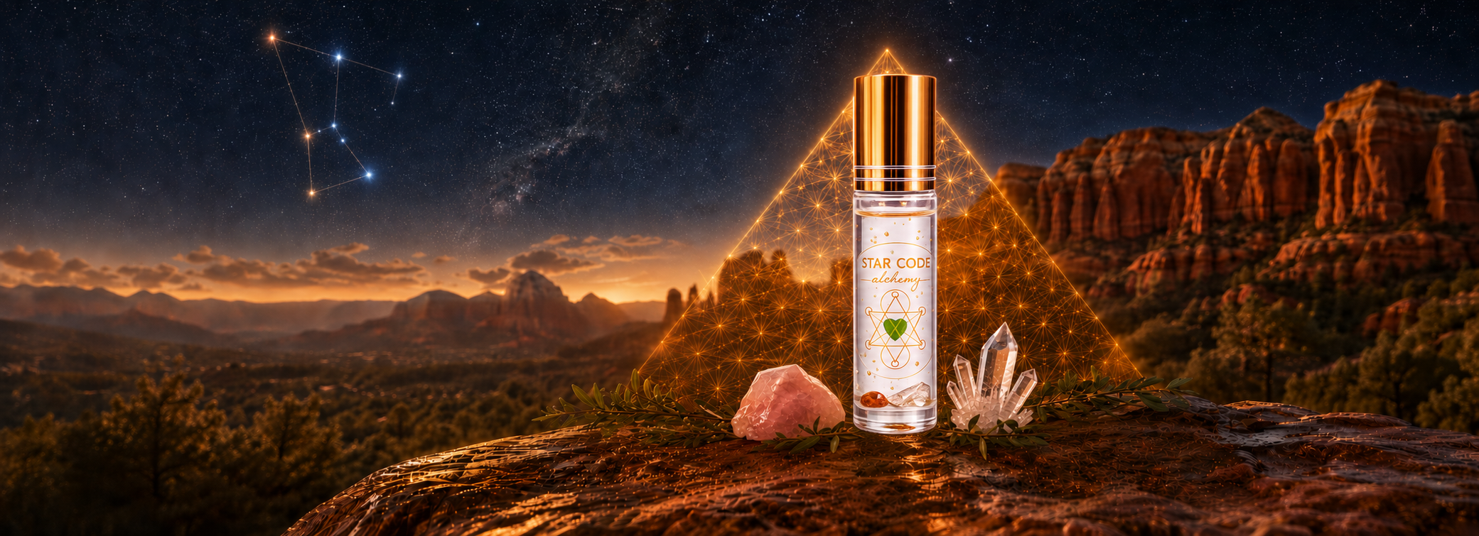 STAR CODE Alchemy Sedona store banner — essential oils crystals and botanical wellness