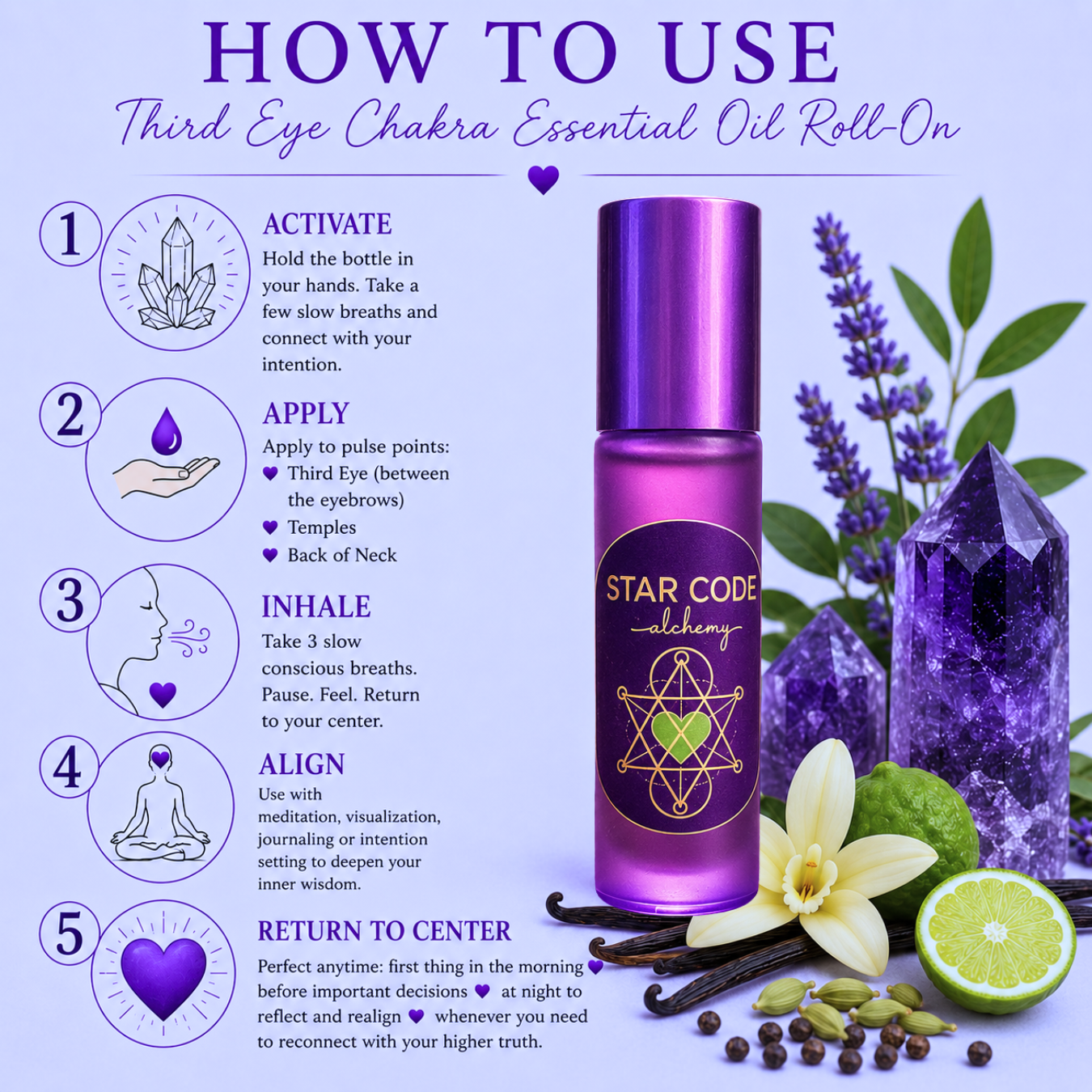 Third Eye Chakra essential oil roll-on how to use — STAR CODE Alchemy